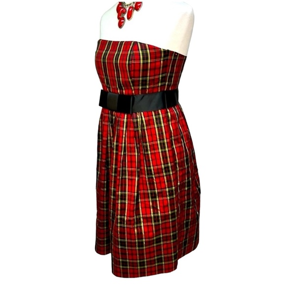 Molly B. Tartan Strapless Silk Dress - Picture 3 of 6